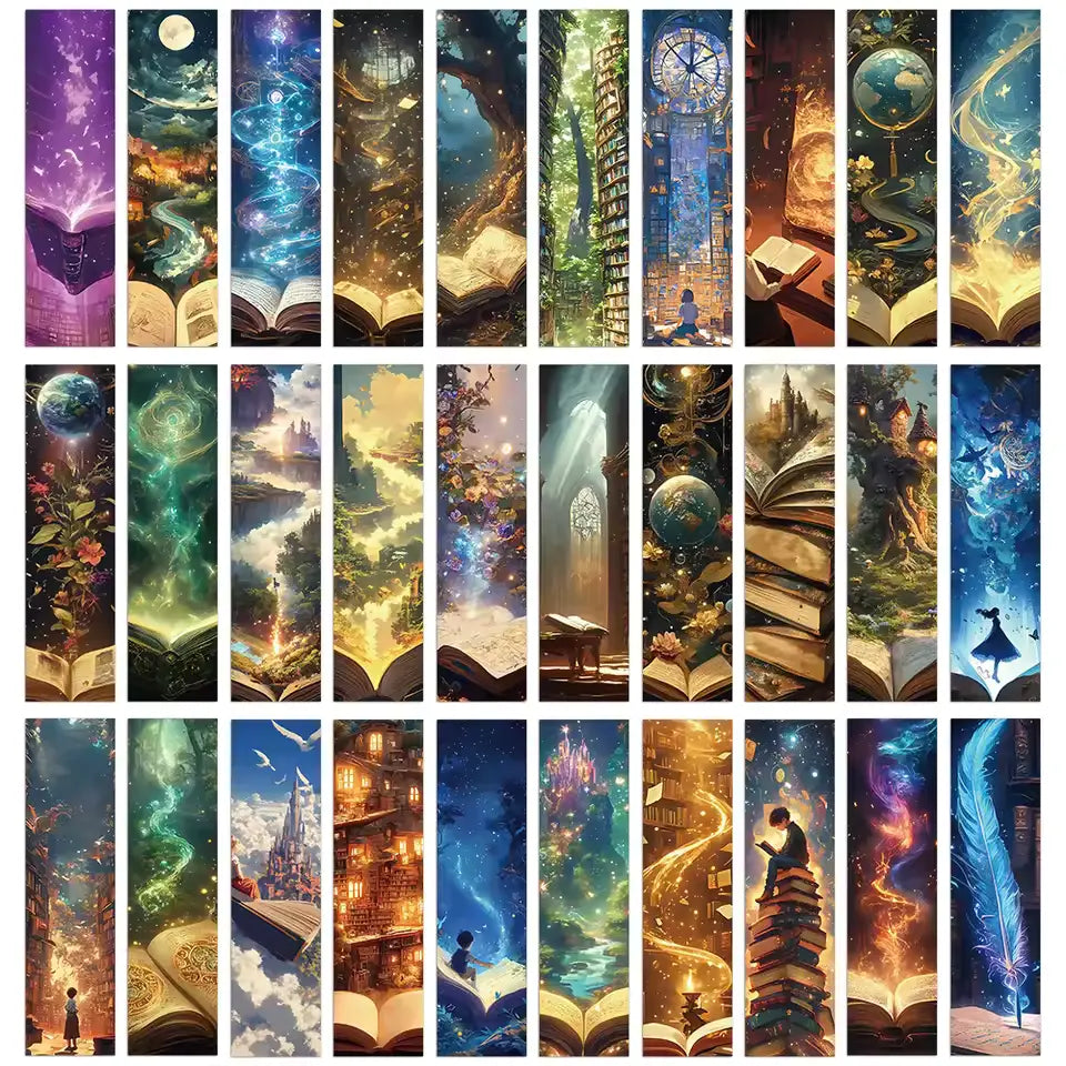 Set of 30 Wizarding Fantasy Bookmarks – Magical Page Markers for Students & Book Lovers