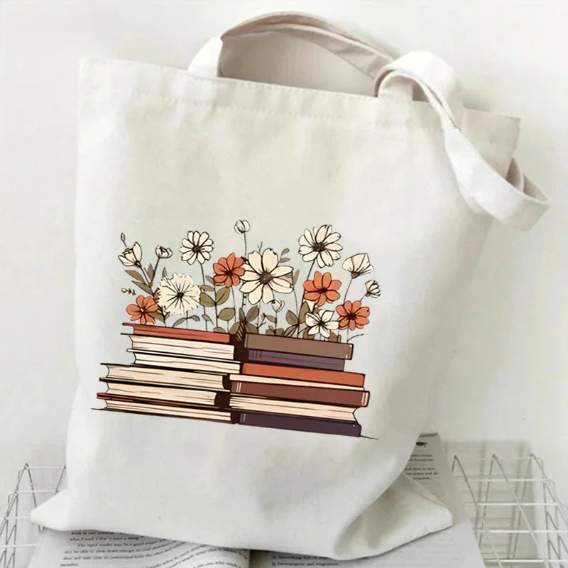 Just a Girl Who Loves Books – Vintage Rose Canvas Tote Bag for Book Lovers